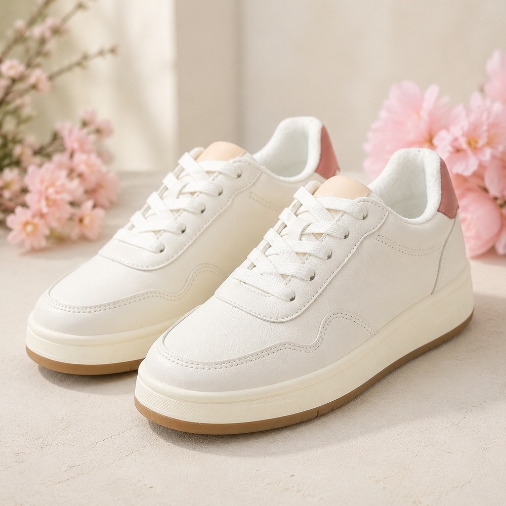 Universal Thread Womens Cream White Blush Pink Low Top Sneakers Size 8 NEW